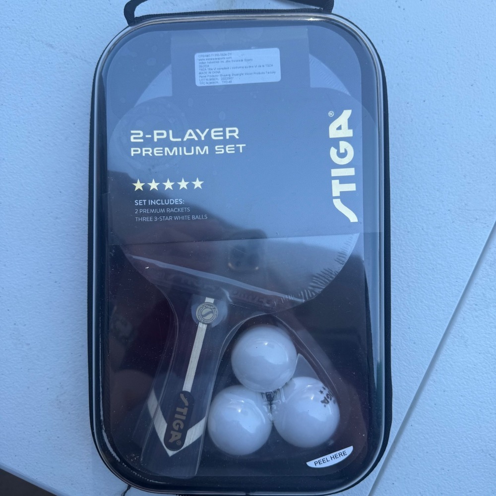 STIGA 2-Player Premium Table Tennis Set T1355 Rackets 3-Star Balls Case